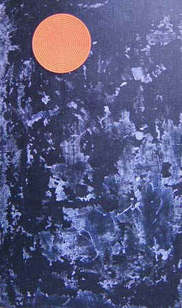 Composition with an orange mouse-pad.