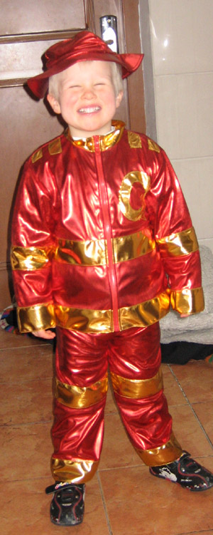 dressed as fire man